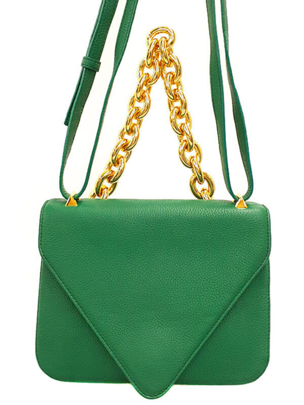 Bottega Veneta Jungle Green Grained Calfskin Mount Crossbody Bag Green